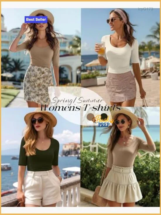 Slim Fit Scoop Neck Cotton Blend Tees 3 Pack Half Sleeve Casual Tops - Picture 3 of 7